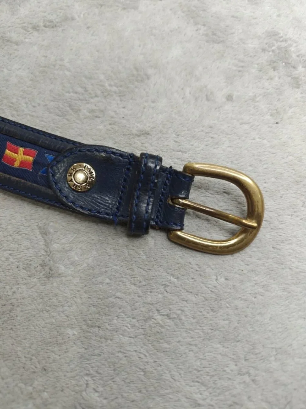 Paul & Shark Yachting Leather Men’s Belt Brass Buckle Size 40 Vintage